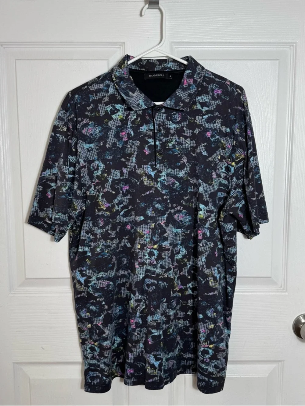 Bugatchi Abstract Print Polo Shirt Size XL Dark Multicolor - Picture 8 of 8